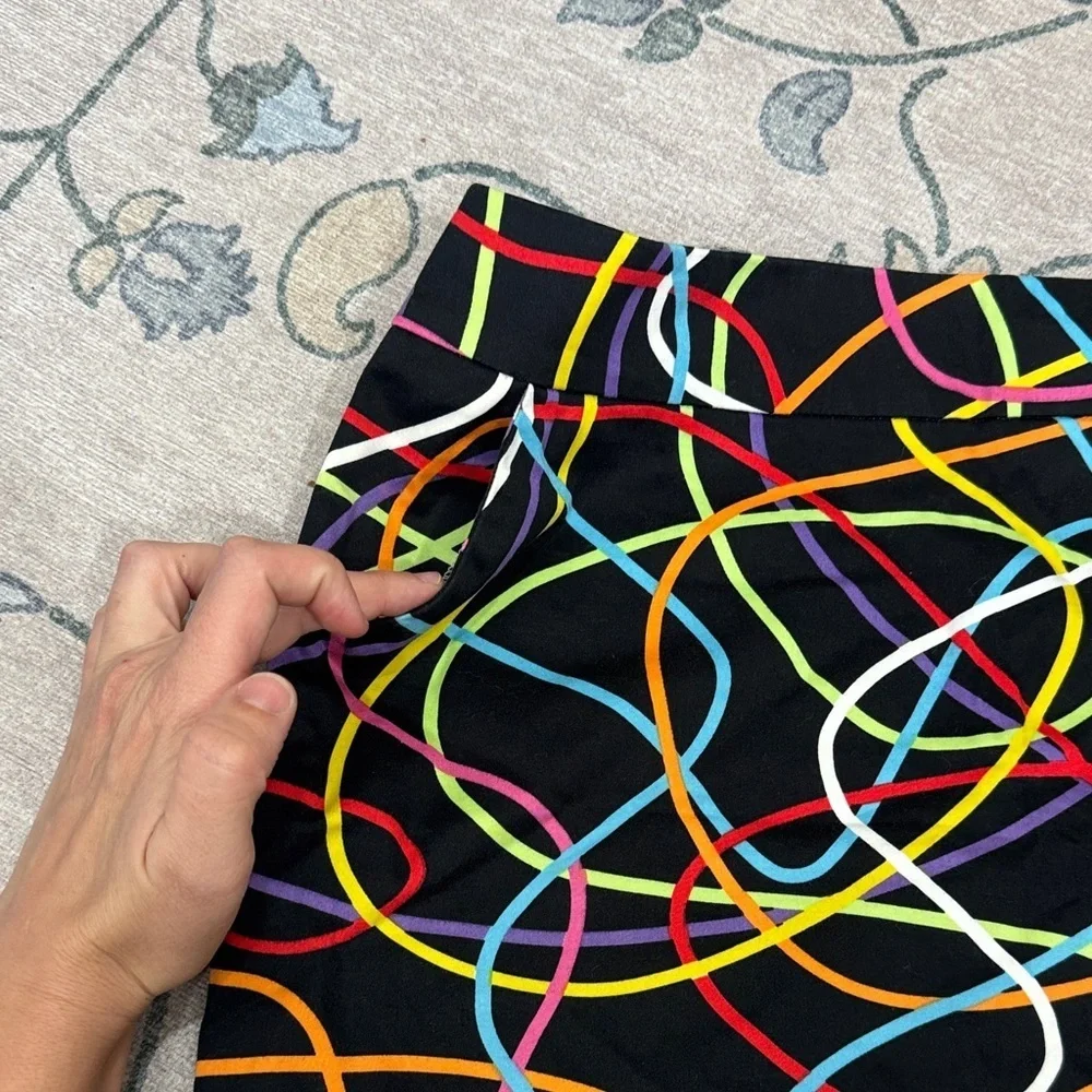 Loudmouth Golf Black Skort Multicolor Swirls Athletic Tennis